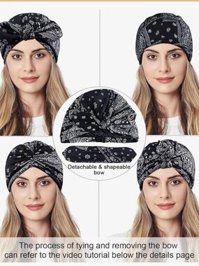 Black Bandana Satin-Lined Sleeping Cap